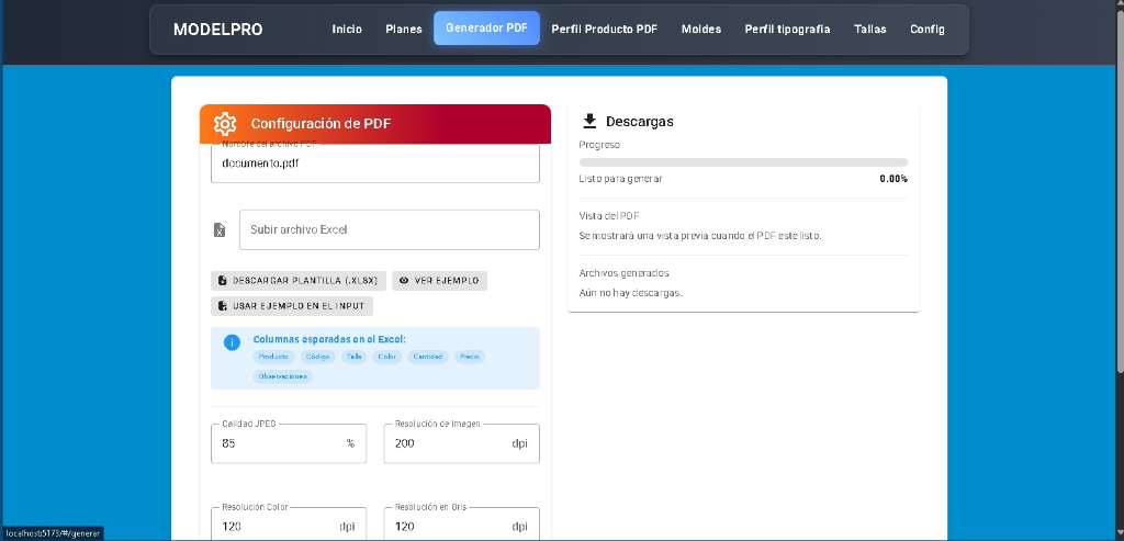 ModelPro — Plataforma Web de Diseño y Personalización Textil - Vista 1